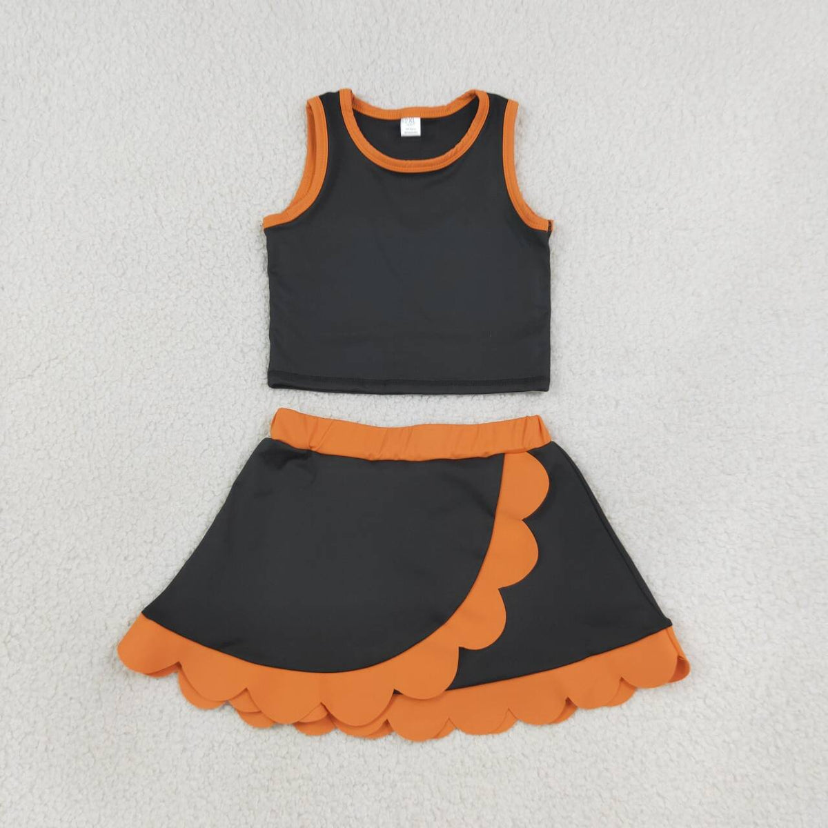 35 Colors Teams Tank Top Scallop Edge Skort Baby Girls Active Clothes Set Sisters Yoga Outfits