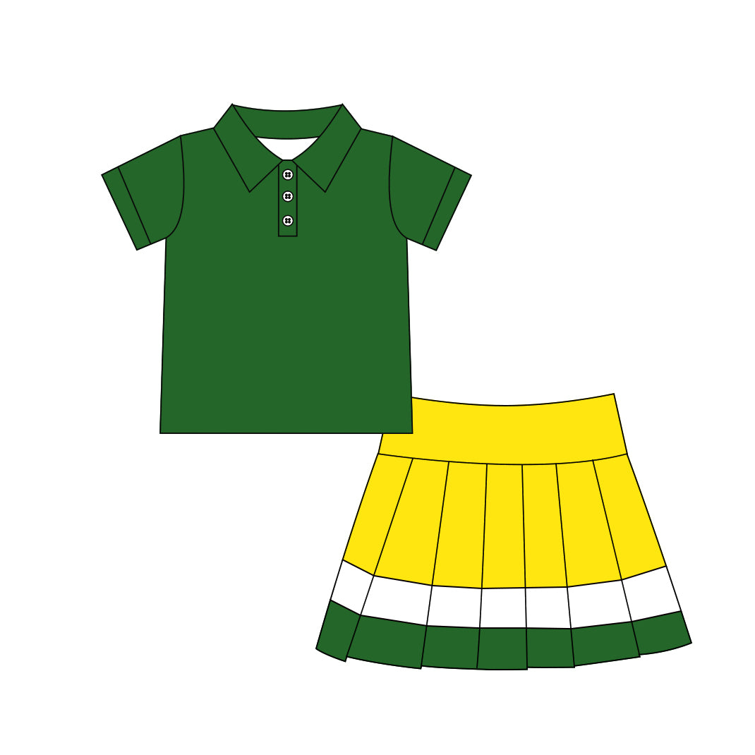 6.29 Preorder Kids Girls Green Polo Top with Skort Active Outfit