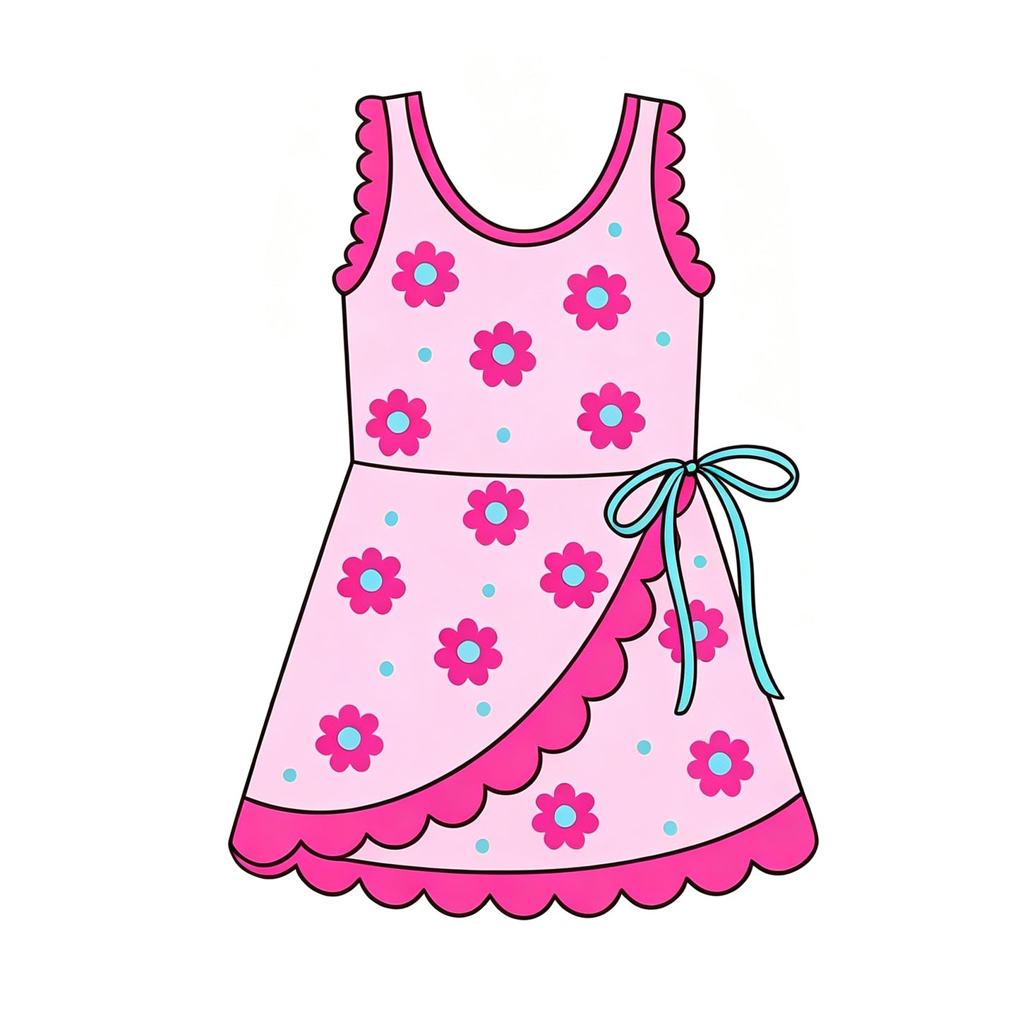7.29 Preorder Kids Girls Pink Flower Sleeveless Active Dress