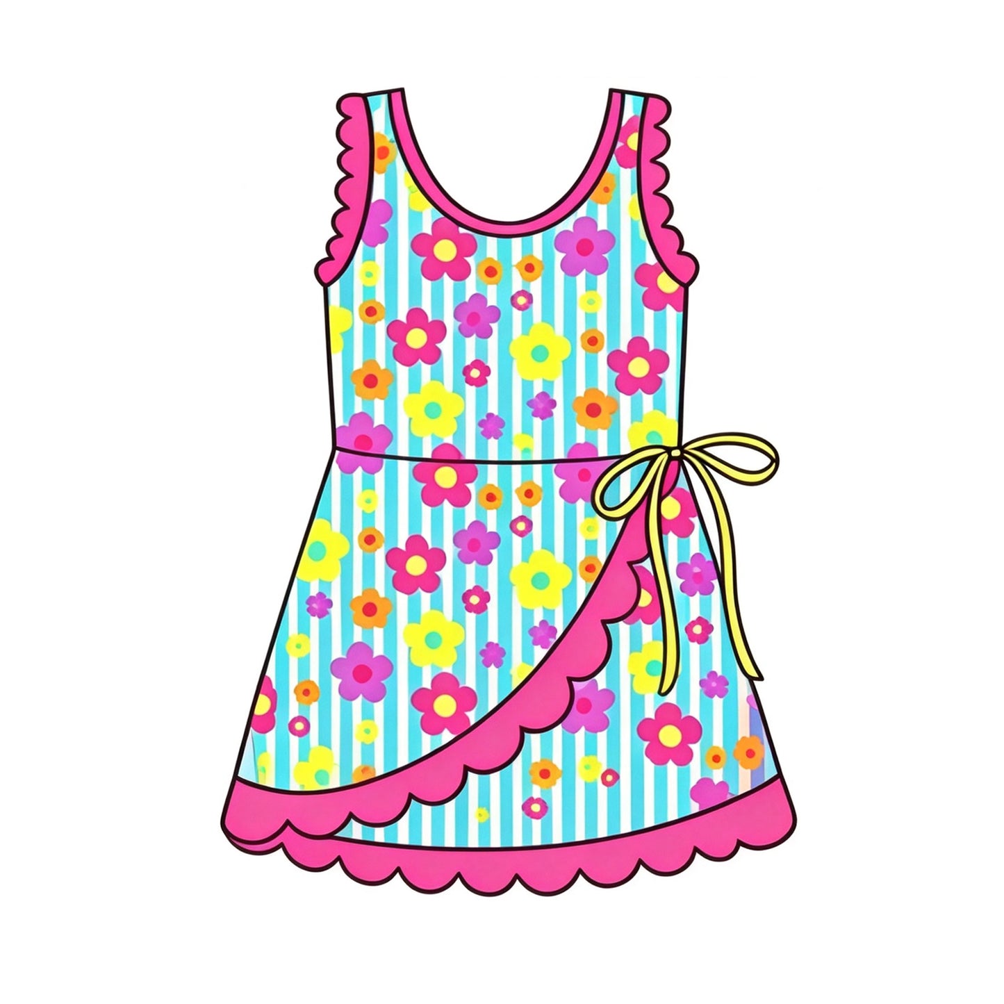 7.29 Preorder Kids Girls Colorful Flower Sleeveless Active Dress