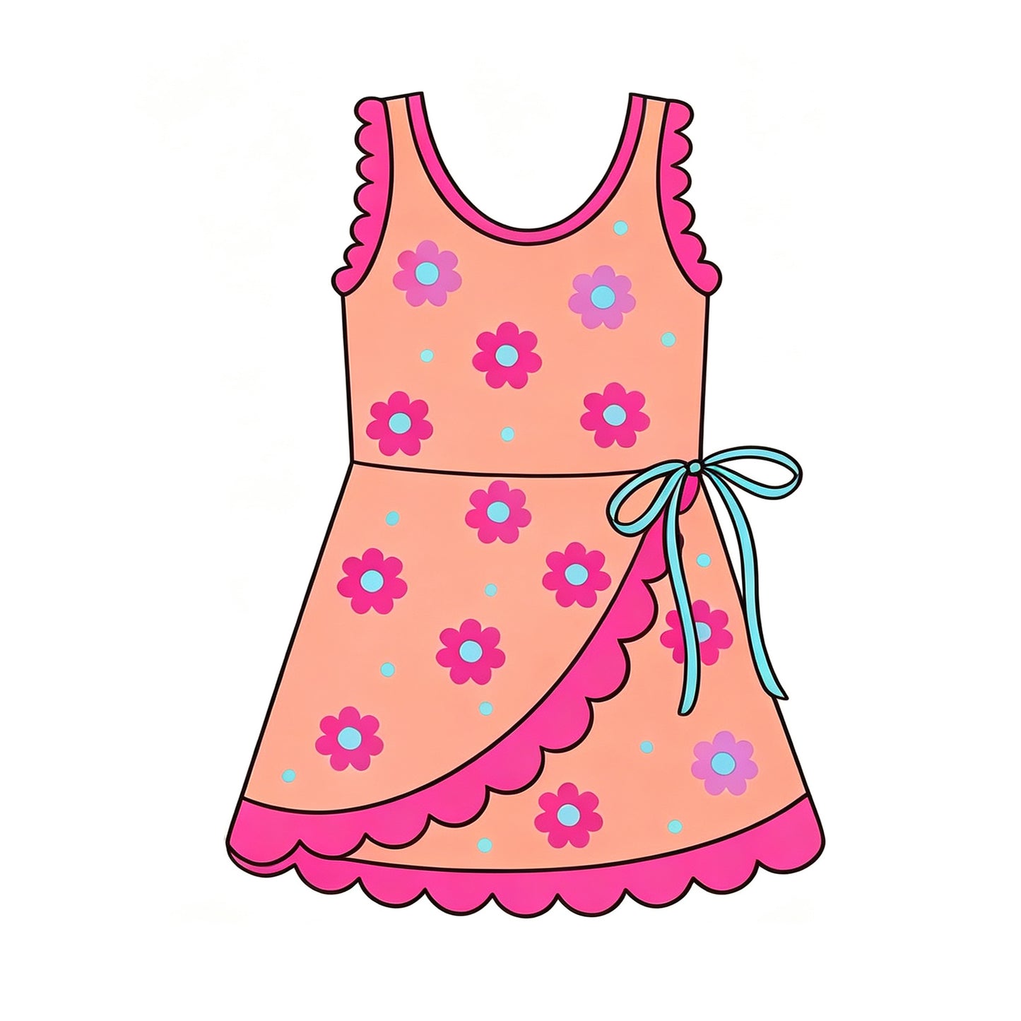 7.29 Preorder Kids Girls Pink Flower Sleeveless Active Dress