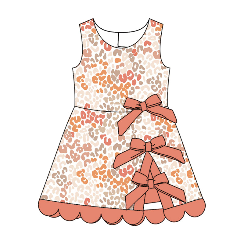 10.30 GSD4344 Preorder Baby Girls Tone Leoaprd Active Dress With Bow