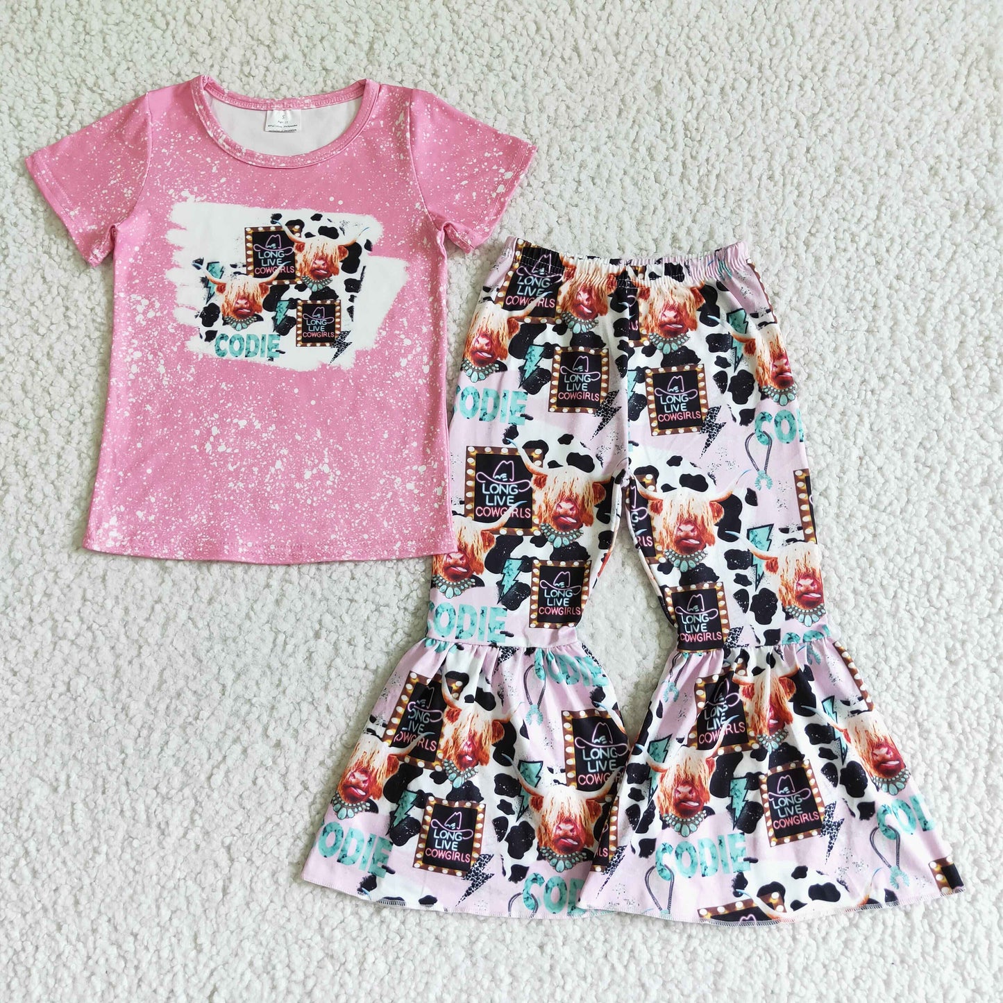 Short sleeve bell bottom pants outfits GSPO0026