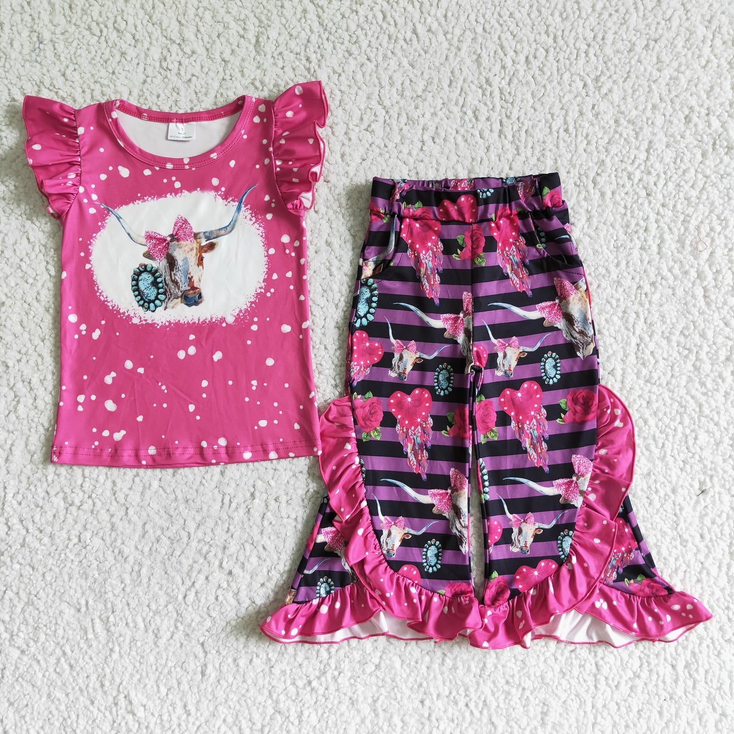 Short sleeve bell bottom pants outfits GSPO0102