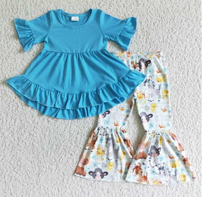 Short sleeve bell bottom pants outfits GSPO0112
