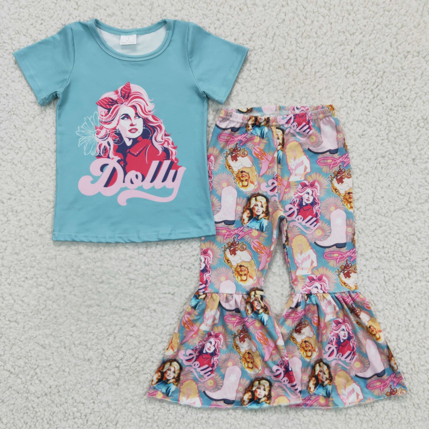 Girls short sleeve bell pants outfits GSPO0224