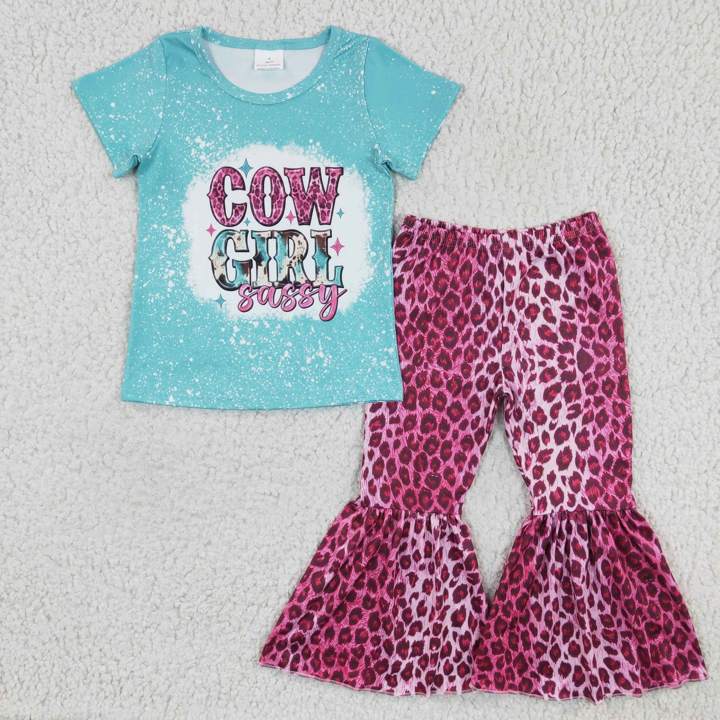 Girls cow girl print bell pants outfit GSPO0307