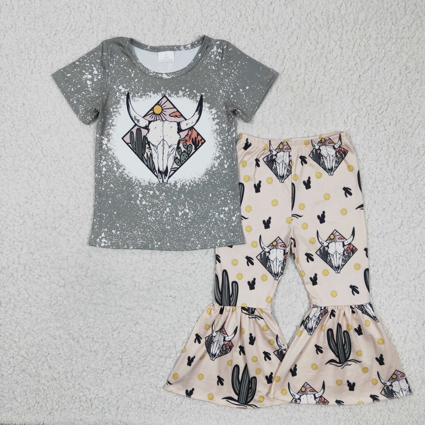 Girls cow skull print western design outfits GSPO0319