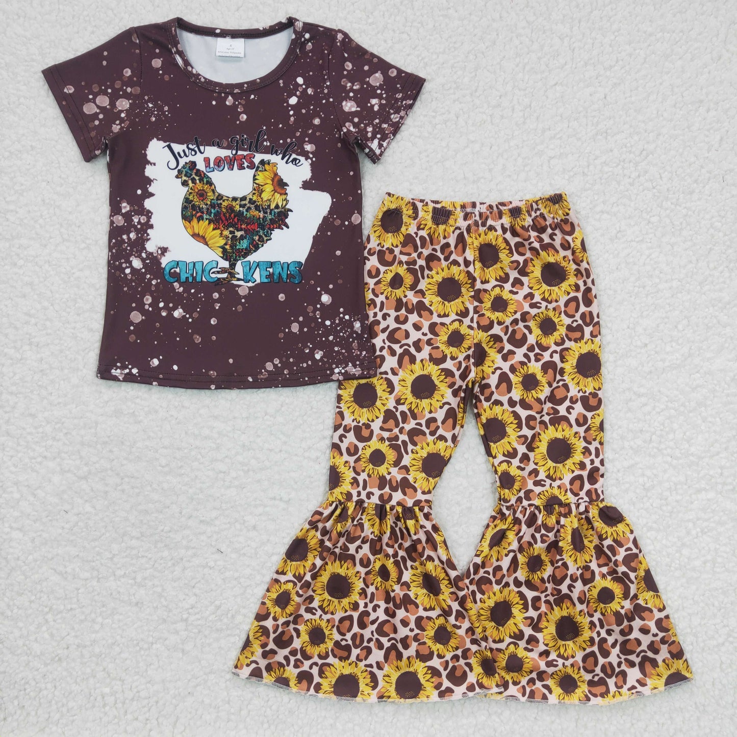 Girls chicken sunflower print outfit GSPO0370