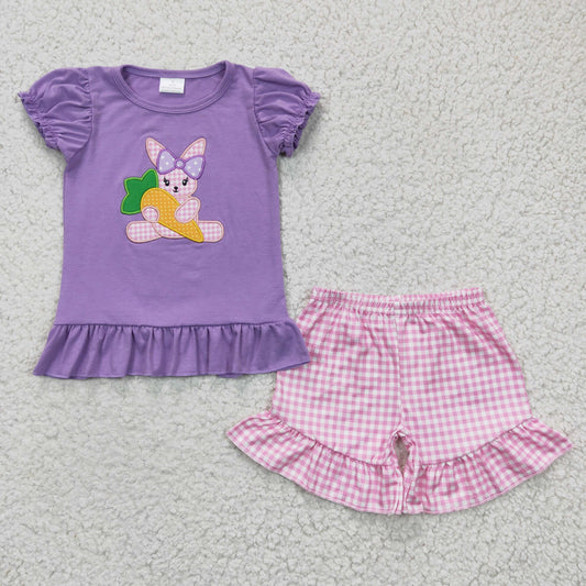 Girls bunny embroidery Easter outfit GSSO0126