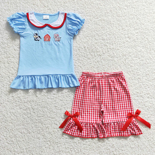 Sibling Boys Baby Girls Farm Summer Rompers Shorts Sets