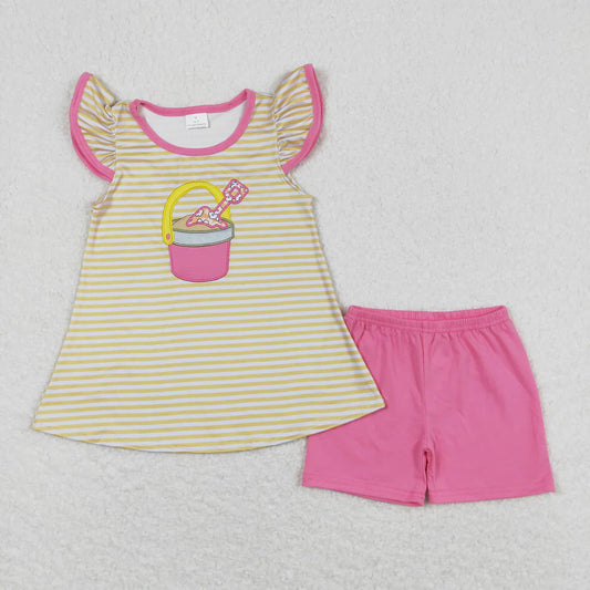 Sibling Baby Kids Embroidery Beach Shirt Shorts Clothes Sets