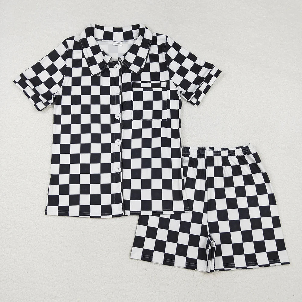 Mommy & Me Black Checkerboard Pajama Set