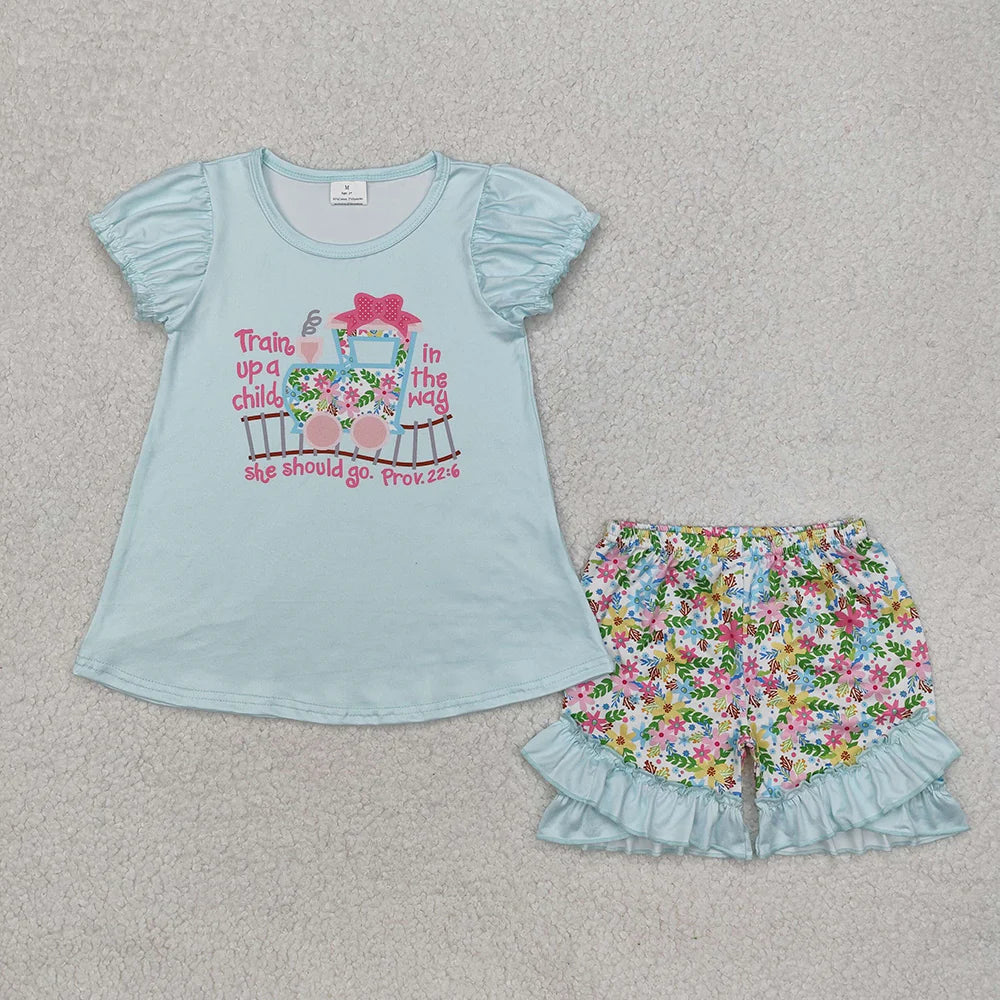 Sibling Boys Baby Girls Train Top Shorts Outfits Clothes Sets