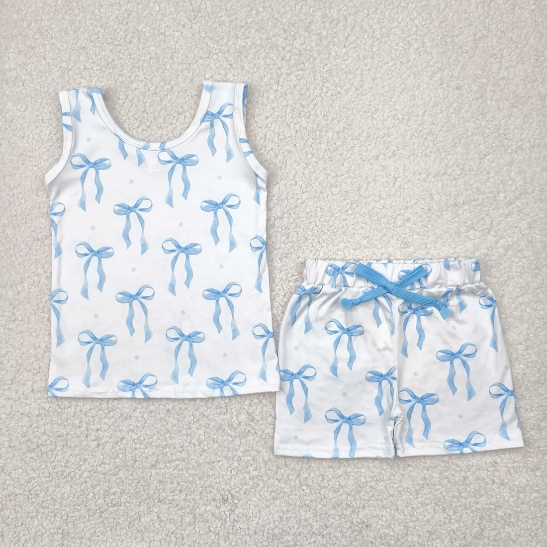 Sibling Baby Girls Sleeveless Bows Dogs Flowers Top Short With Belt Sets