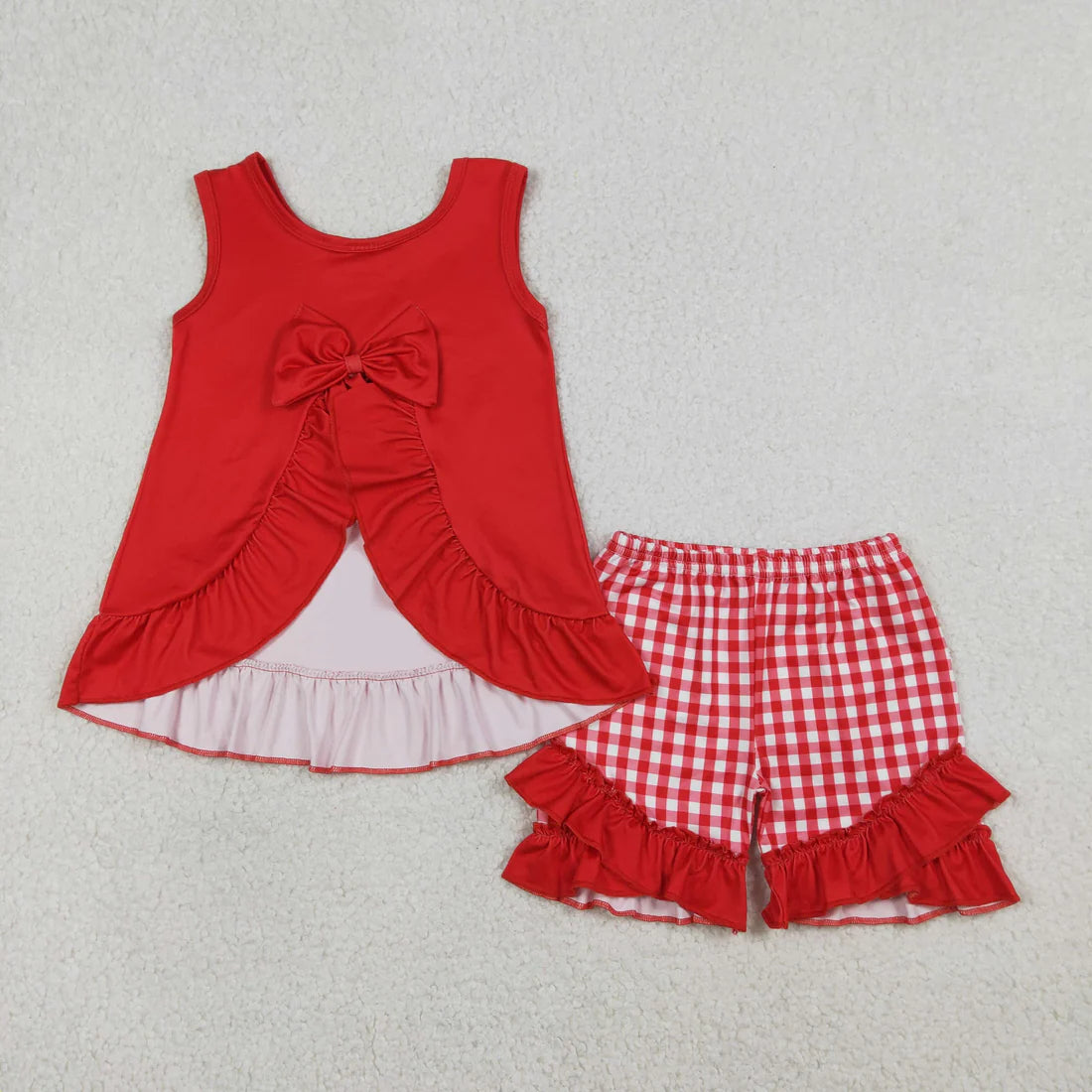 Sibling Baby Girls Sleeveless Chicken Chip Tunic Ruffle Short Clothes Sets