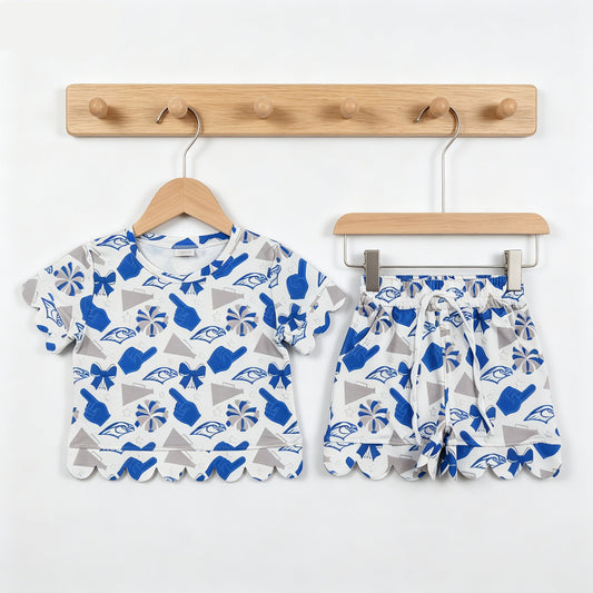 Teams Eagles Cheer Short Sleeve & Shorts Scallop Set - Girls