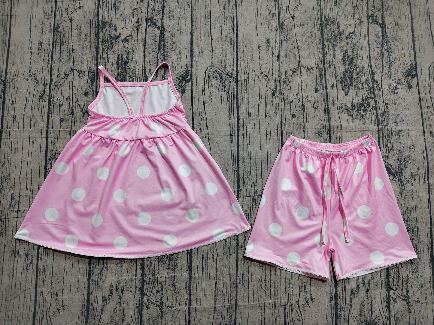 Baby Girls Pink Polka Dot Strap Tunic Top With Shorts Outfit