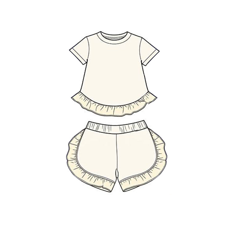 3.26 Baby Girls White Short Sleeve Shirt Top Ruffle Short Clothes Set Preorder