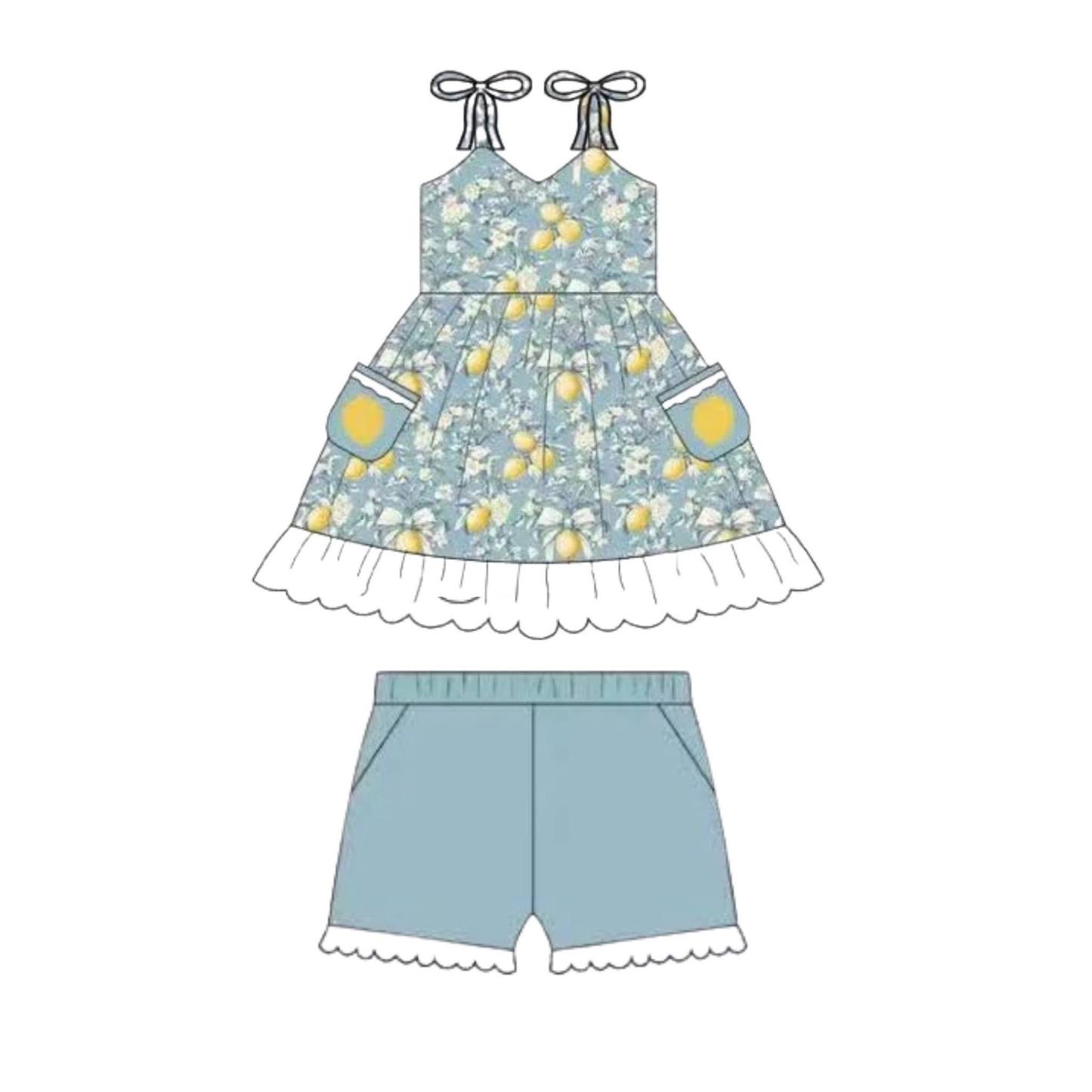 3.31 Baby Girls lemon Tunic top with Shorts Outfit Preorder