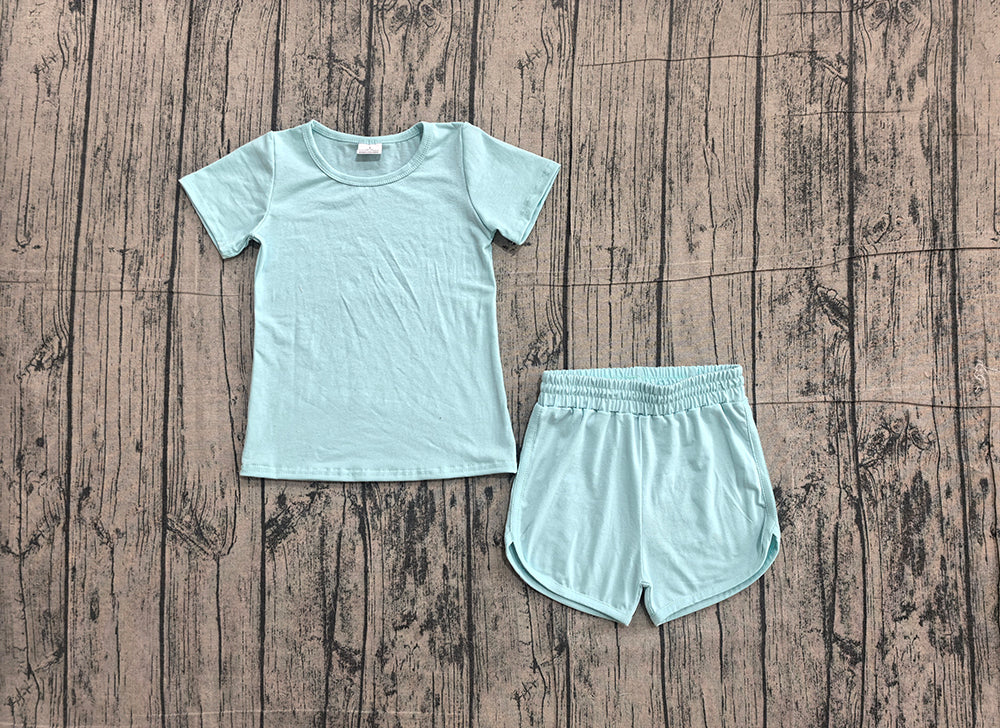 GSSO3762 Preorder Light Blue Cotton Baby Girls Summer Clothes Set