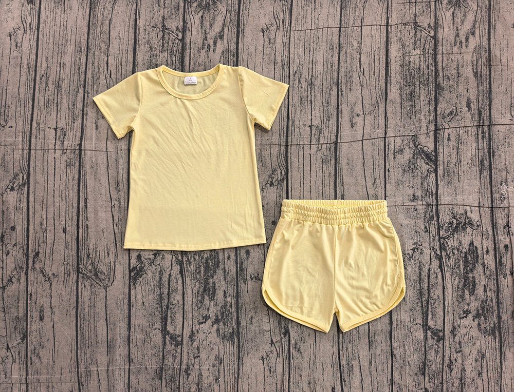 GSSO3763 Preorder Yellow Cotton Baby Girls Summer Clothes Set
