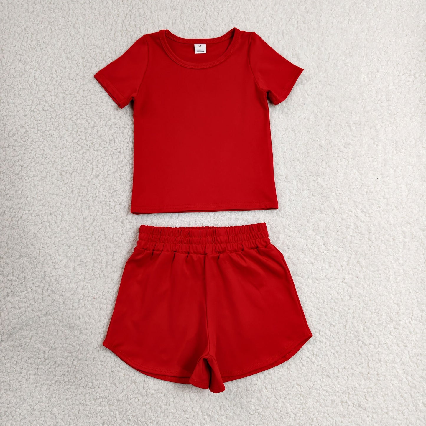 Toddler Girl Red 2 Piece Outfit, Top & Running Shorts Set for Kids