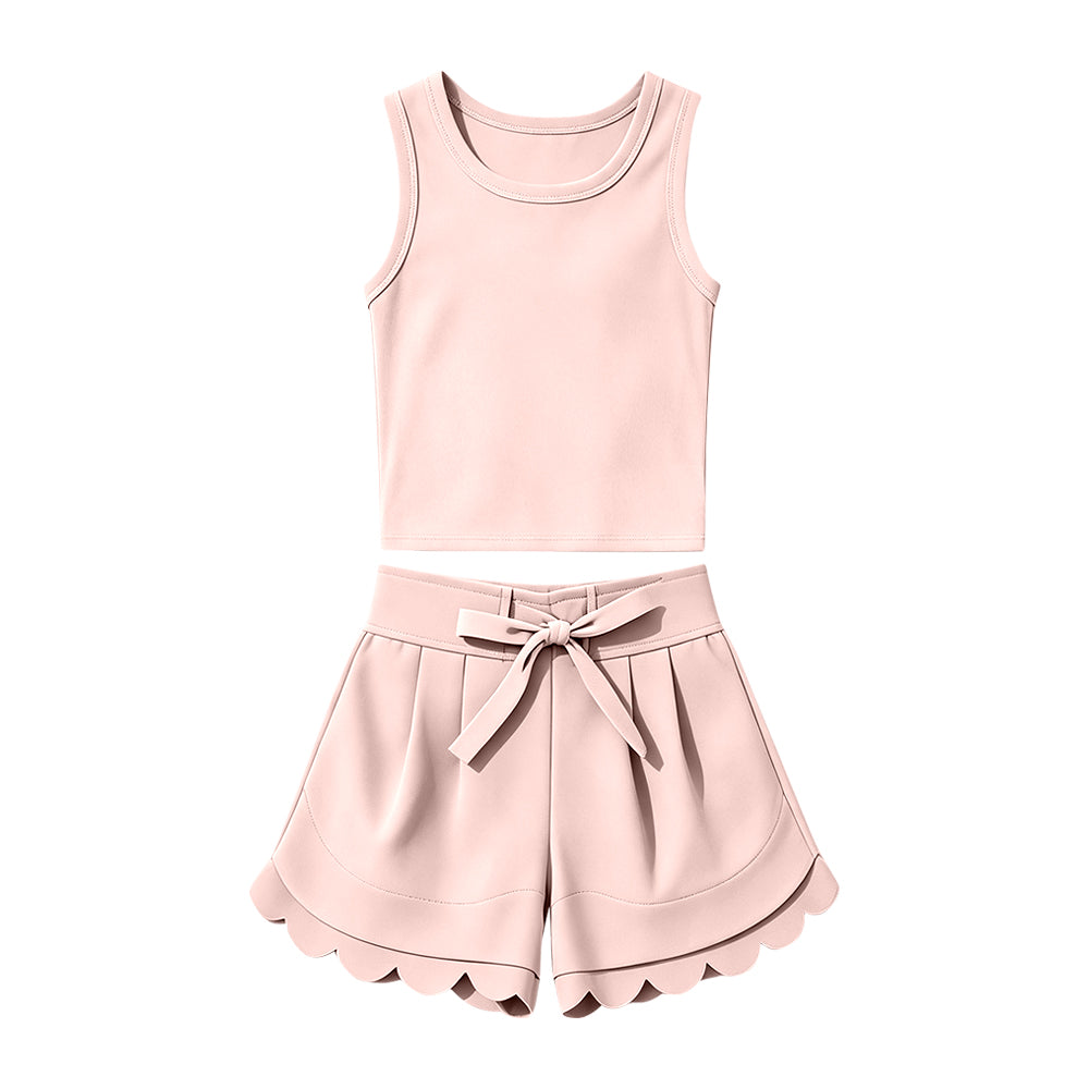 4.23 Toddler Girls Pink Sleeveless Top with Shorts Outfit Preorder