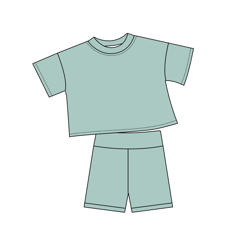 5.6 GSSO3806 Dusty Aqua Baby Girls Summer Clothes Set Preorder