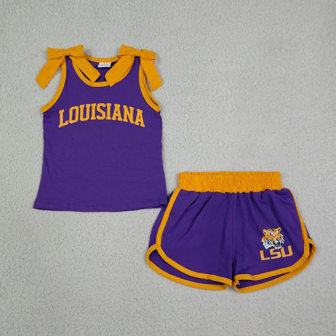 Sibling Kids Girls Bows Sleeveless Tank Top Shorts Vinyl Sport Team Outfit