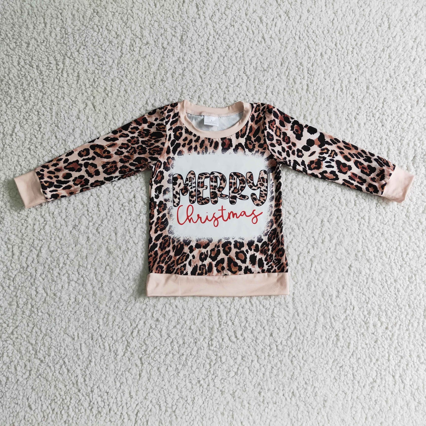 Girls leopard print Christmas top GT0060