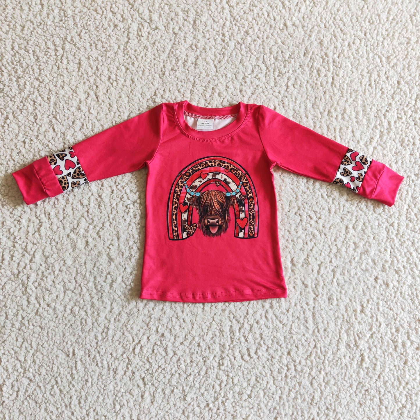 Girls hot pink Valentine's Day top GT0067