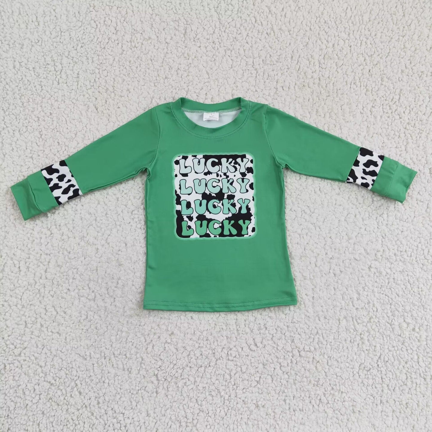 Kids green LUCKY print St. Patrick's Day top GT0081