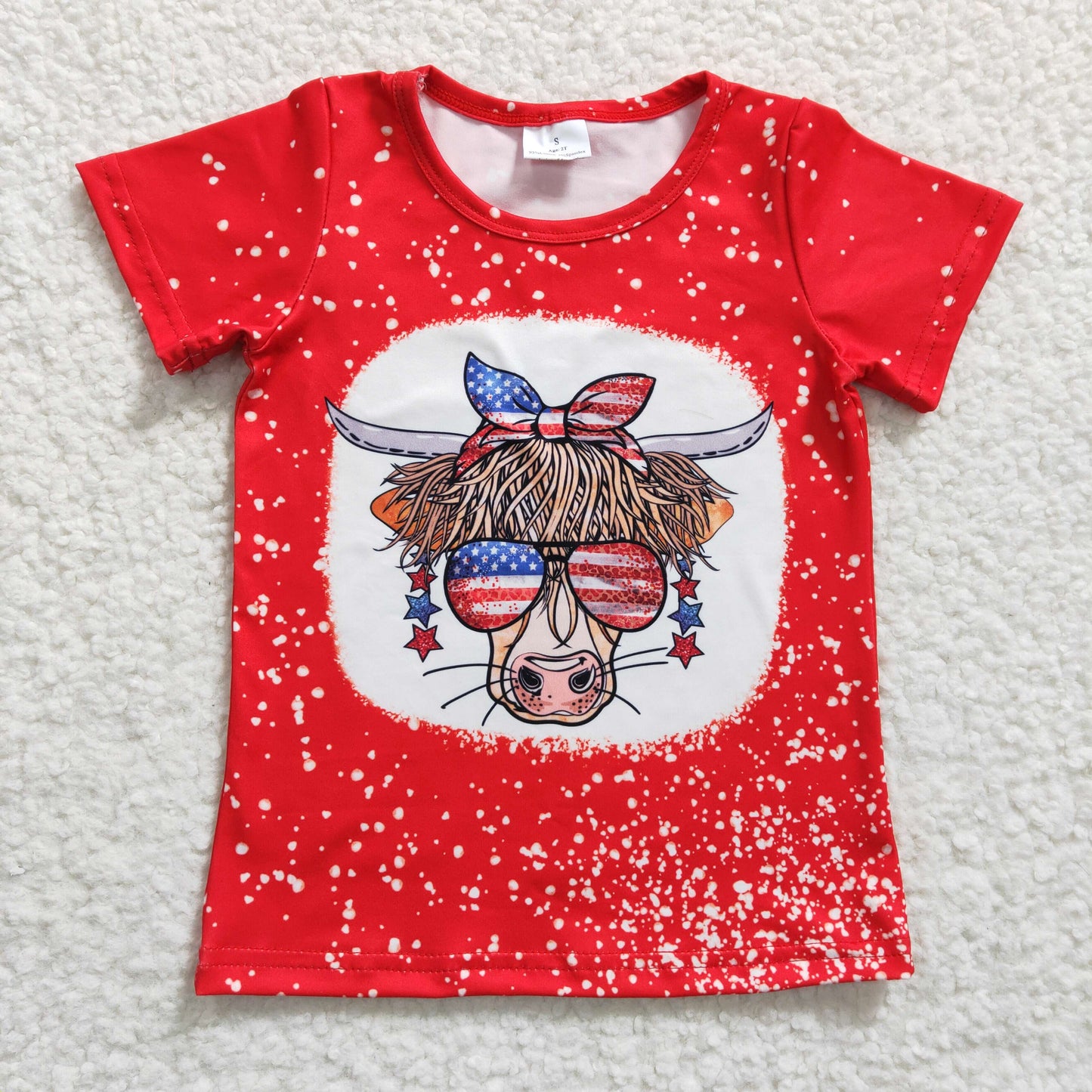 Girls cow print 4th of July top GT0114