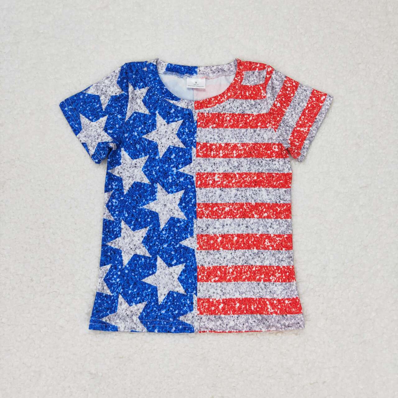 GT0584 Stars Stripes Baby Girls 4th of July Tee Shirts Top