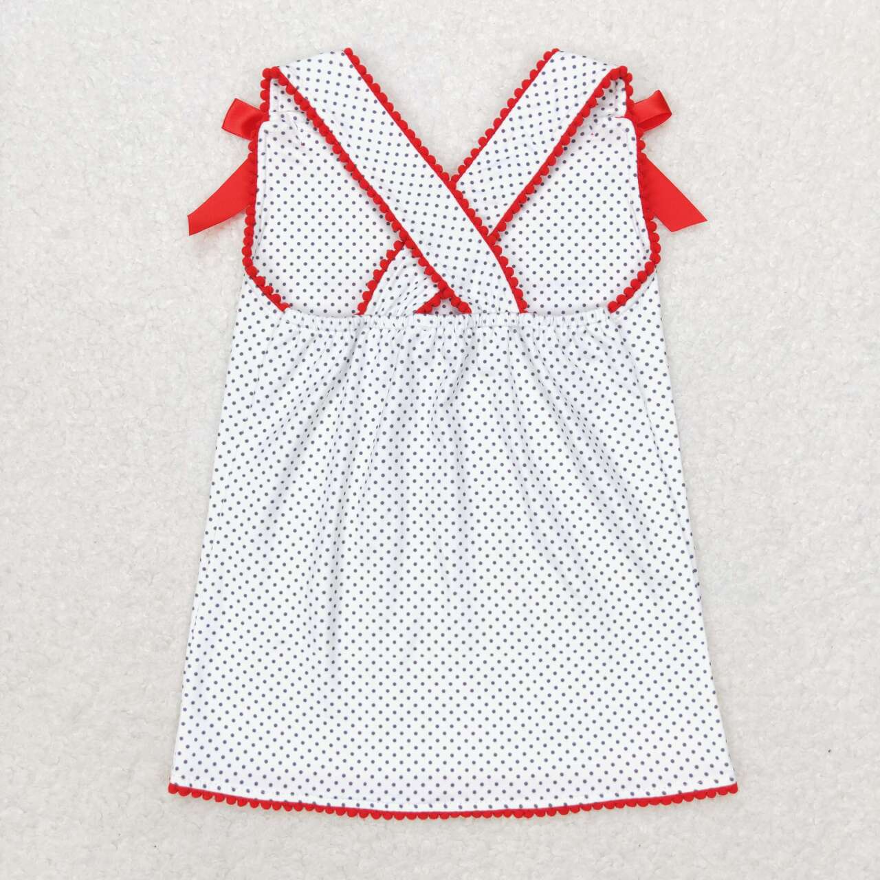 GT0599 Flag Embroidery Dots Baby Girls 4th of July Tee Shirts Top