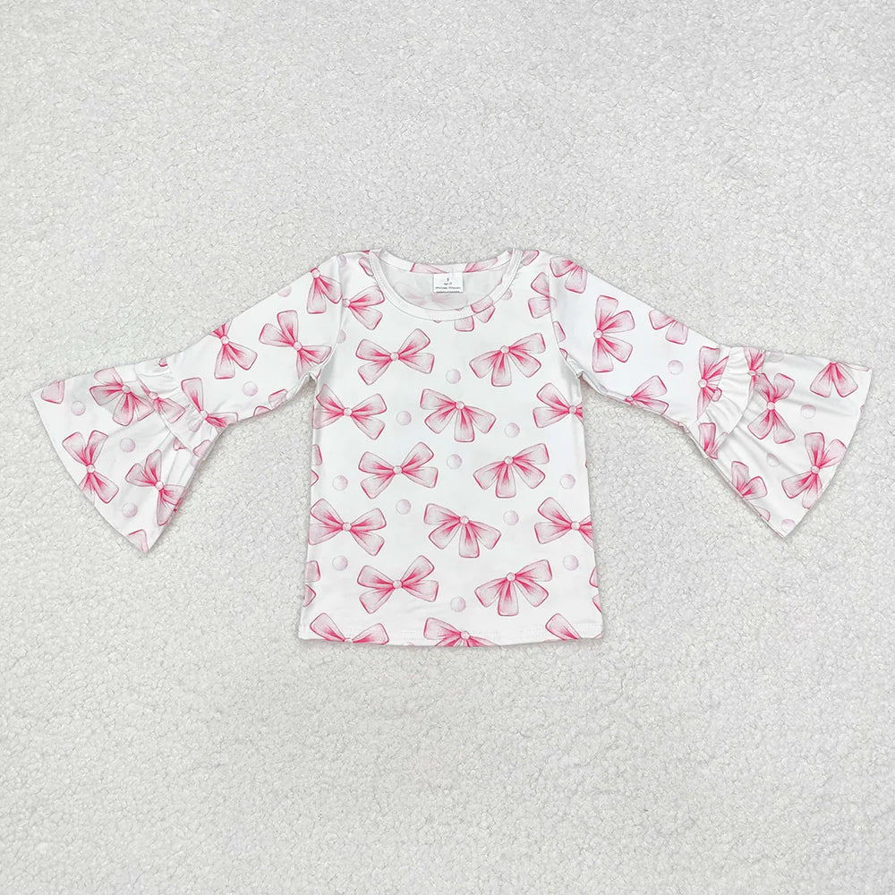 Baby Girls Pink Bows Long Sleeve Tee Shirts Tops