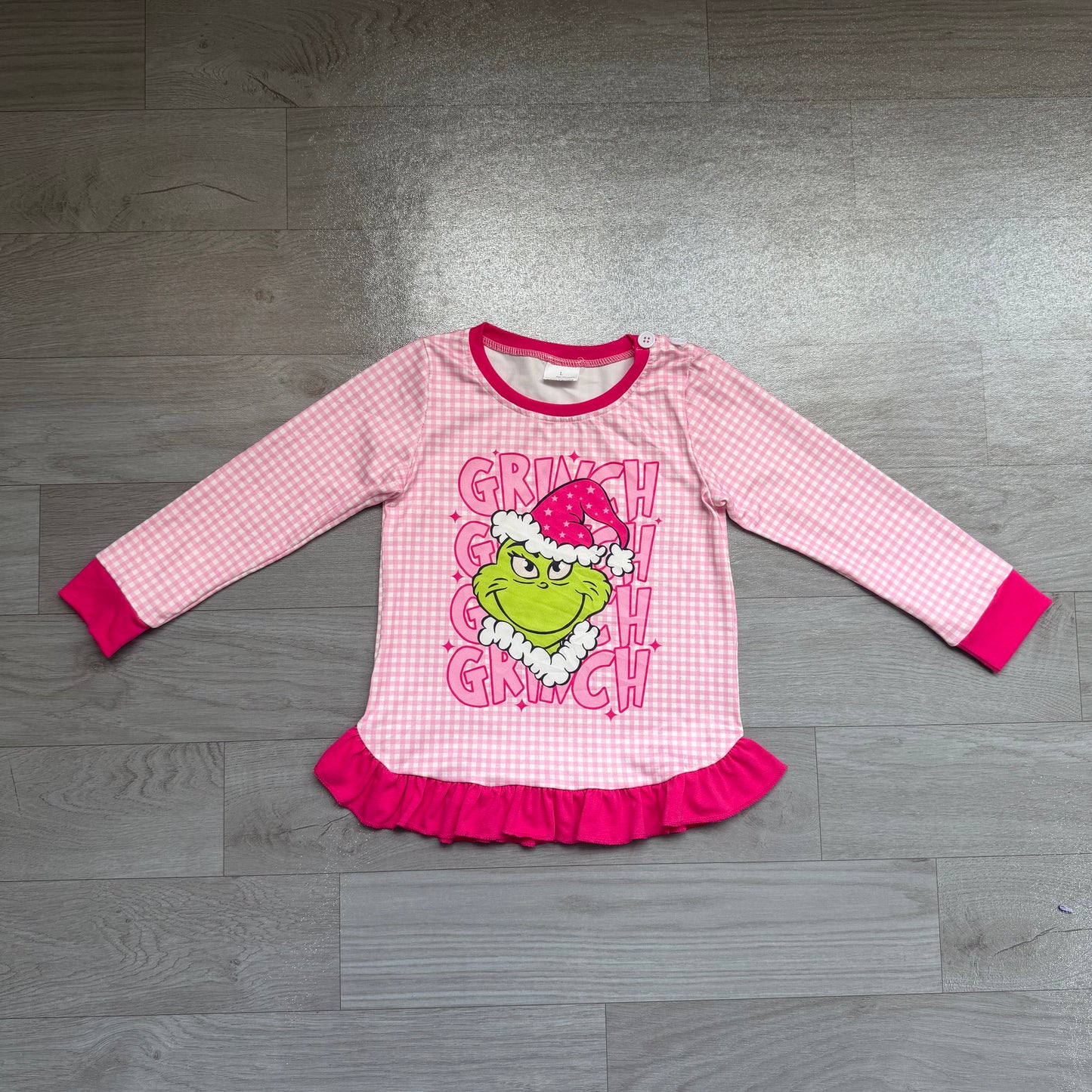 Preorder Baby Girls Christmas Green Face Long Sleeve Top