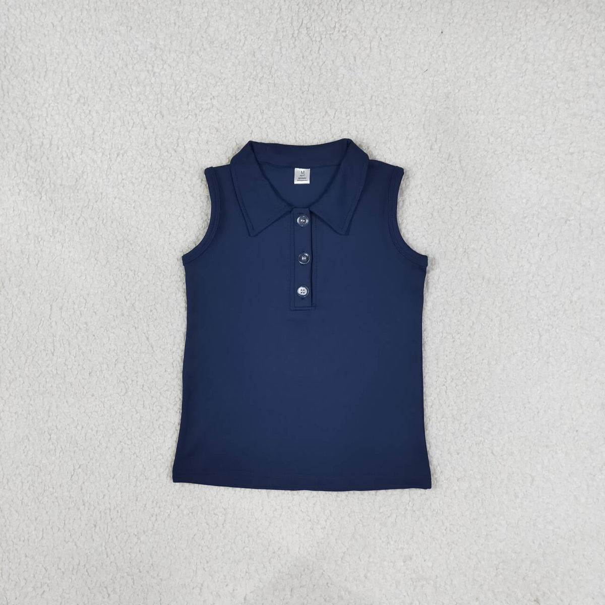 GT1159 Navy Color Active Girls Sleeveless Polo Yoga Top