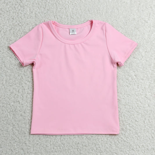 GT1630 Kids Girls Pink Active Short Sleeve Yoga Tee Shirts Top