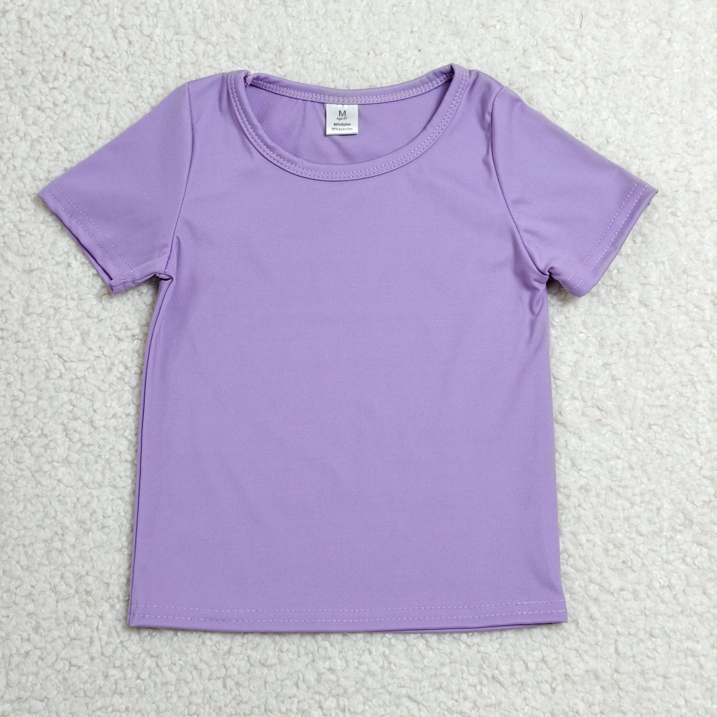GT1638 Kids Girls Purple Active Short Sleeve Yoga Tee Shirts Top