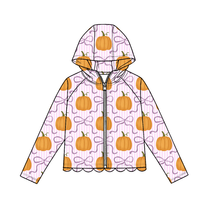 4.23 Kids Girls Purple Bow Pumpkin Zip-up Hooded Preorder