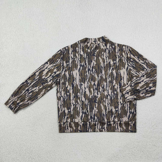GT1815 Adult Camo Print Woman Mock Neck Yoga Long Sleeve Tee Shirts Top