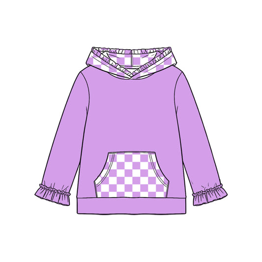 8.19 Preorder Kids Girls Purple Pocket Hoodie Top