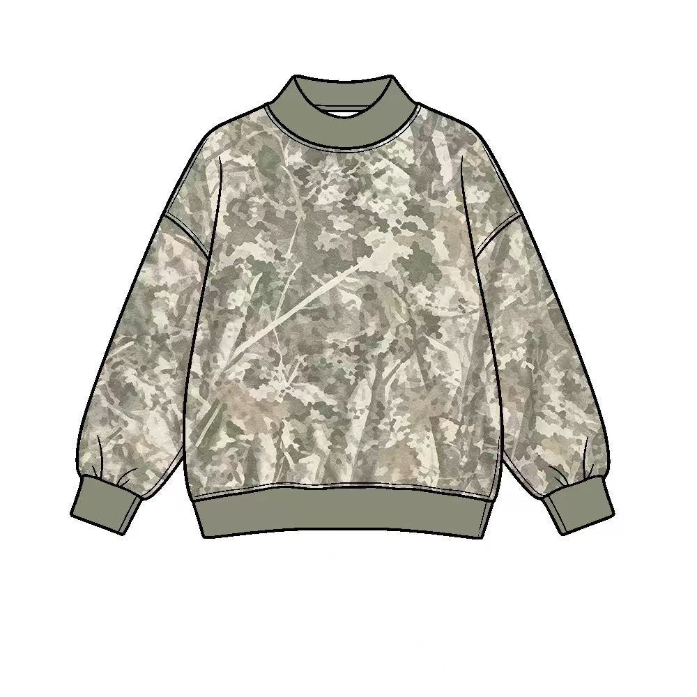 8.12 Preorder Adult Leaf Camo Active Sweatshirt Olive Trim