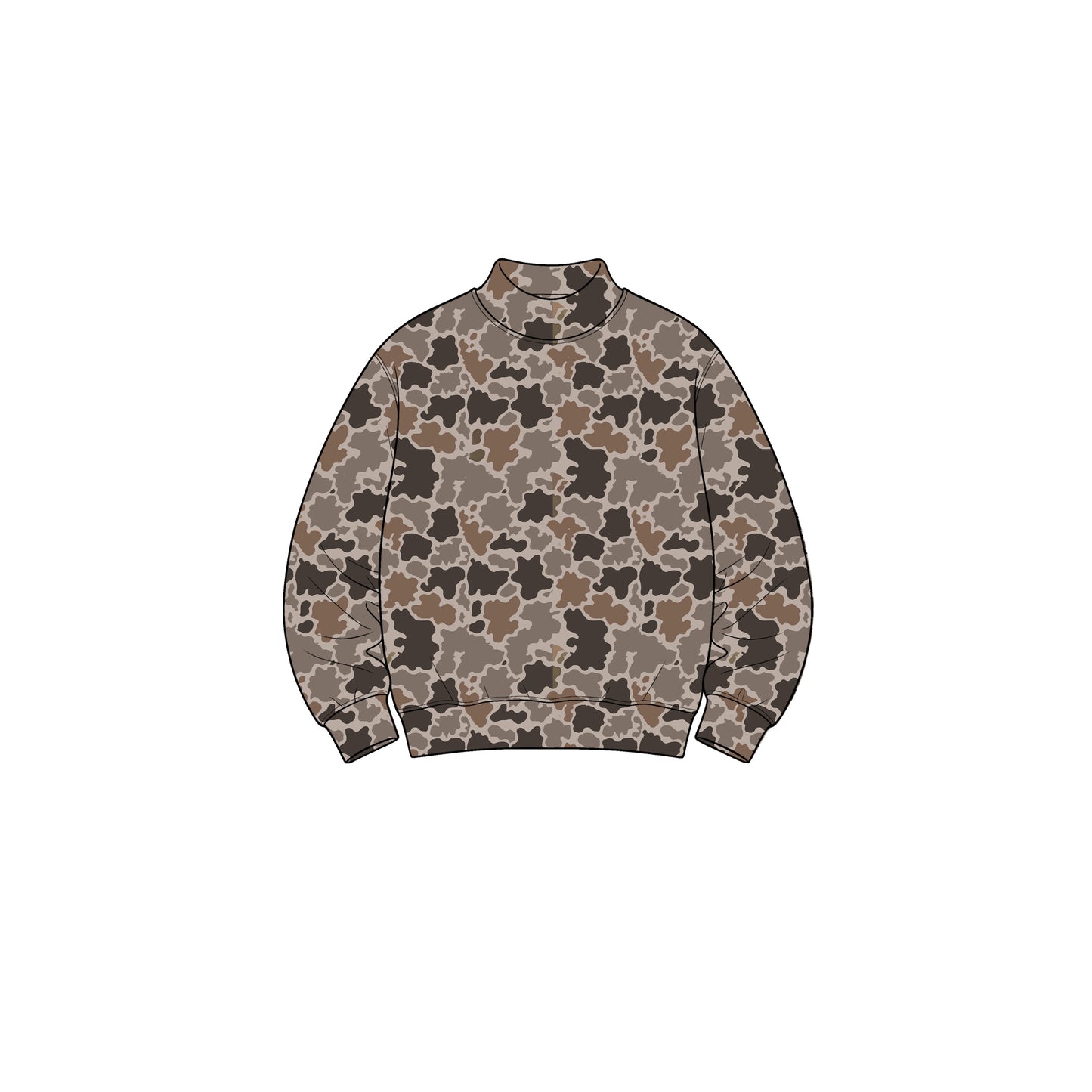 8.31 GT1898 Preorder Brown Camo Print Girls Long Sleeve Mock Neck Yoga Tee Shirts Top