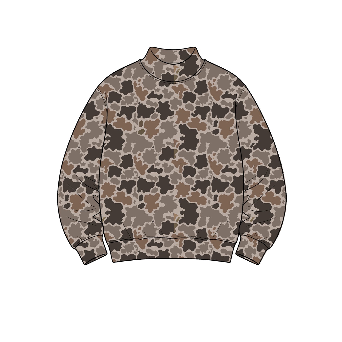 8.31 GT1908 Preorder Adult Brown Camo Print Woman Long Sleeve Mock Neck Yoga Tee Shirts Top