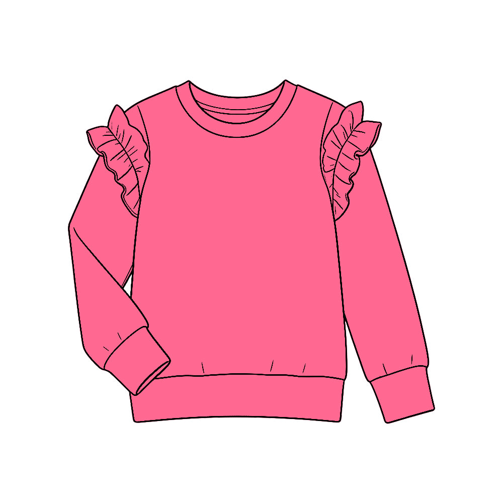 10.6 GT1951 Preorder Hot Pink Ruffle Girls Tee Shirts Top