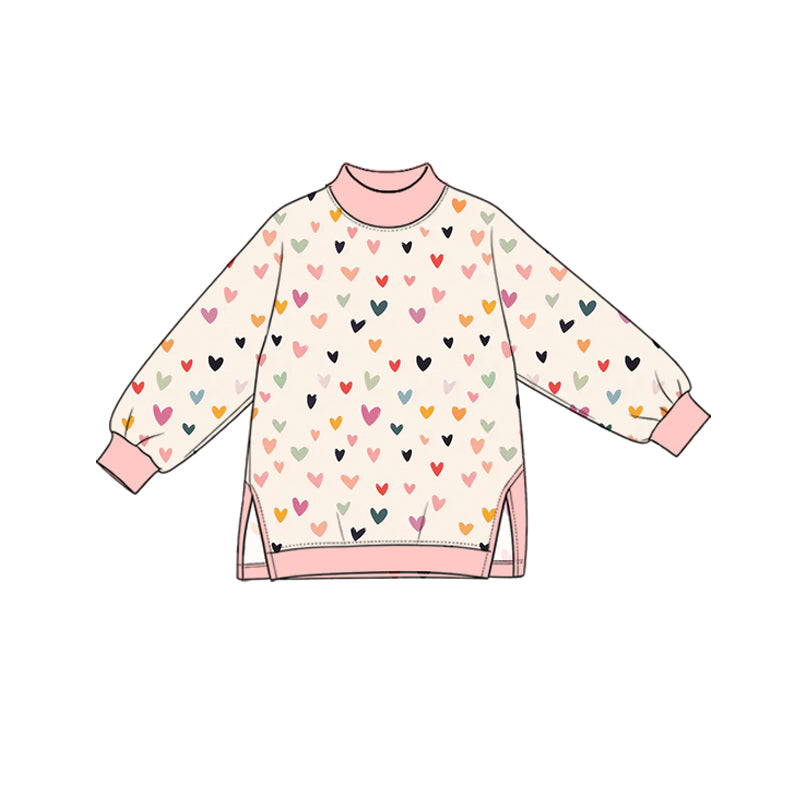 10.26 GT2008 Preorder Kids Girls Colorful Heart Mock Neck Long Sleeve Active Top