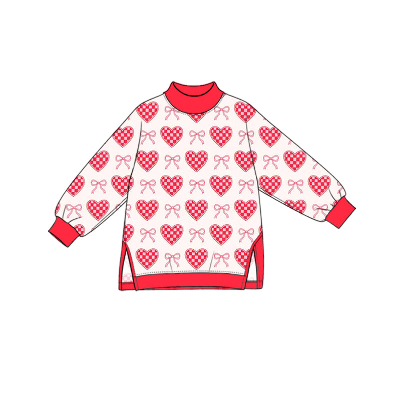 10.26 GT2009 Preorder Kids Girls Red Heart Mock Neck Long Sleeve Active Top